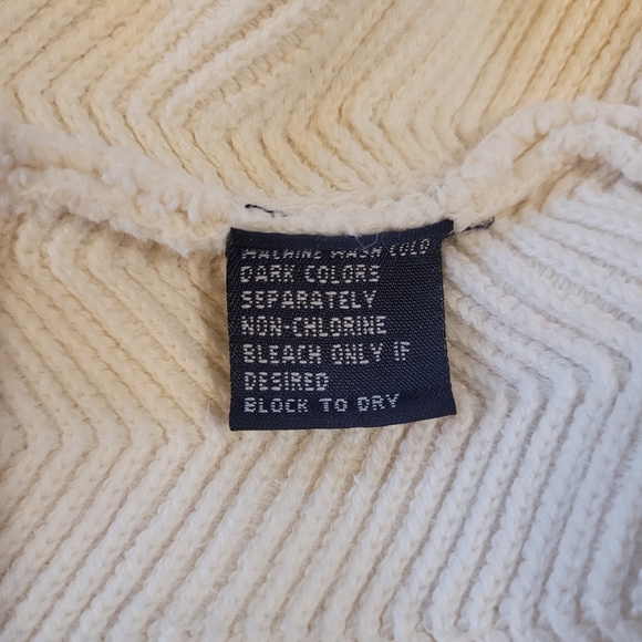 Men's Crewneck Ivory White Sweater Ralph Lauren Chaps Size XL EUC Vintage Preppy - Picture 5 of 7